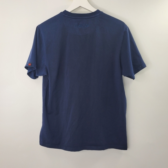 MAKOBI M157 Playmaker Tee Navy Blue Embroidered Big Graphic Shirt - Picture 6 of 8